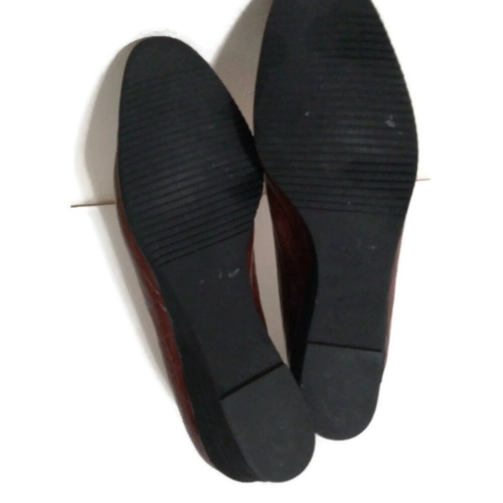 Salvatore Ferragamo Cognac Embossed Leather Wedges - Picture 7 of 7